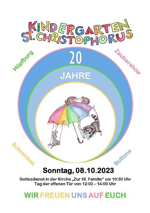 Plakat 20 Jahre Kindergarten St. Christophorus