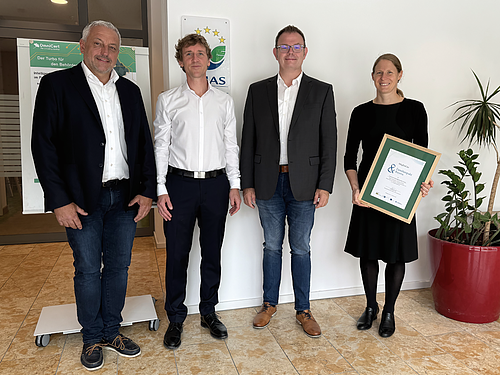 Unternehmensbesuch_OmniCert_Joachim Haering_Thorsten Grantner_Dr. Benedikt Gruenewald_Marei Grantner (Juli 2024)