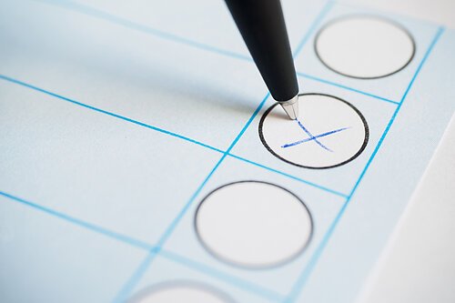 Voting paper or ballot paper with pen