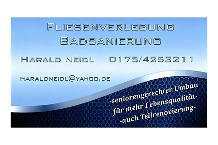 Fliesenverlegung und Badsanierung, Harald Neidl, Telefonnummer 0175/4253211, E-Mail haraldneidl@yahoo.de, seniorengerechter Umbau, Teilrenovierung