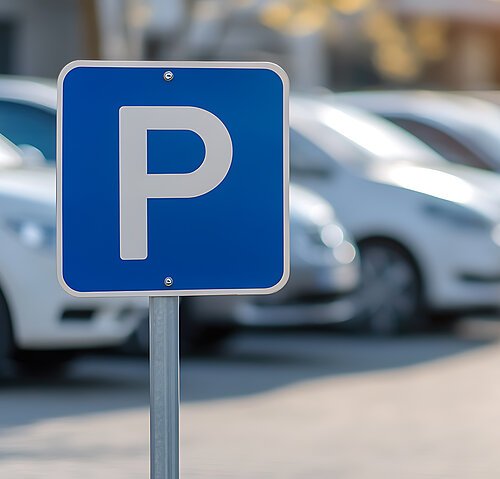 Parkplatzschild am Parkplatz Parkplatzschild am Parkplatz